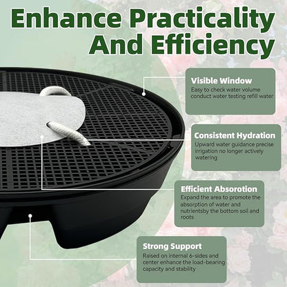 4 Pcs Self-Watering Fabric Planter Base, Auto-Irrigation System Plant Trays for 5 Gallon Fabric Planter Pots, Automatic Watering Trays for Indoor/Outdoor Grow Tents, Greenhouses, and Gardens