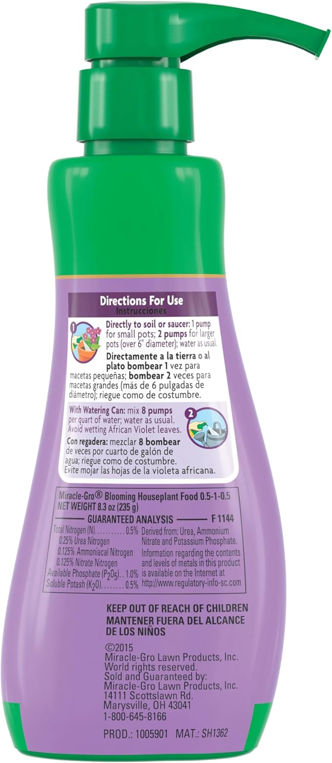 Miracle-Gro Blooming Houseplant Food, 8 oz., Plant Food Feeds All Flowering Houseplants Instantly, Including African Violets, 2 Pack