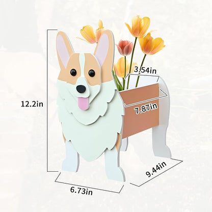 Corgi Dog Planter, Cute Animal Shape Flower Planters, Plant Pots for Indoor/Outdoor Garden Decor, Unique Gifts/Souvenirs for Pet Lovers