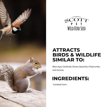 Scott Pet Wild Bird Seed, Cracked Corn, 9 lbs Bag, Feed, Great Source of Protein and Fiber, Food for Outside Wild Birds