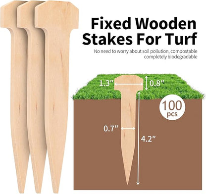 5 Inch Wooden Garden Stakes, Holding Stakes, Sod Staples for Weed Fabric, Garden Support Pegs & Fabric Pins, Netting,Turf, Landscaping and Gardening