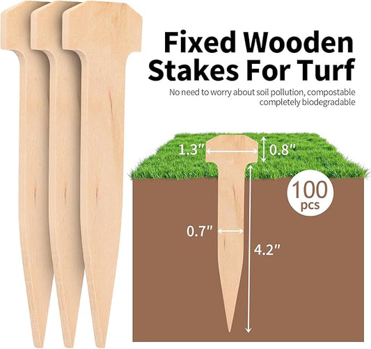 5 Inch Wooden Garden Stakes, Holding Stakes, Sod Staples for Weed Fabric, Garden Support Pegs & Fabric Pins, Netting,Turf, Landscaping and Gardening