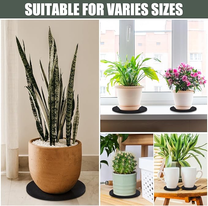 Plant Coaster Mat Reversible(Fabric/Leather),3Pcs Plant Coasters for House Plants Indoor & Outdoor,Household Products Absorbent/Waterproof(10inch)