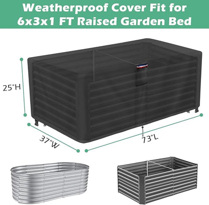 6x3 FT Raised Garden Bed Cover - Heavy Duty Frost Cover for Outdoor Winter Frost Cold Weather Plant Freeze Protection Covers, Black 73" x 37" x 25"