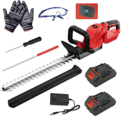Hedge Trimmer Cordless with Rotatable Handle, 22-Inch Electric Bush Trimmers with 2 x 21V Batteries& Charger, 5/8" Cutting Capacity, Lightweight for Garden Handheld Shrub Trimming and Lawn Care