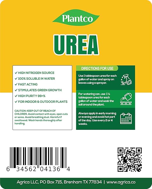 Urea Fertilizer 46-0-0 from Plantco | Spray Grade, Water-Soluble Prills Make 36 Gallons of Liquid Urea | Fast Release, Foliar Spray Urea 46-0-0 Suitable for Indoor & Outdoor Plants