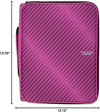 Five Star Zipper Binder, 2 Inch 3-Ring Binder for School, 6 Pocket Expanding File, 380 Sheet Capacity, Purple (72540)
