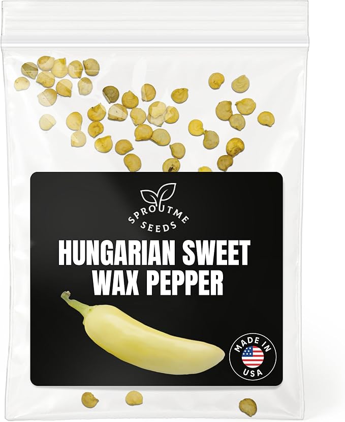 Hungarian Sweet Wax Pepper Seeds for Planting – 50 Mild Sweet Pepper Seeds, Non-GMO Heirloom, High Germination, Indoor & Outdoor Garden (Capsicum annuum)