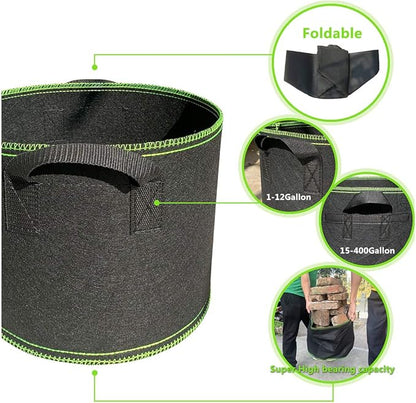 Segreto 30 Gallon Grow Bags Heavy Duty Thickened Aeration Nonwoven Fabric Flower Pots Plant Container with Handles for Garden