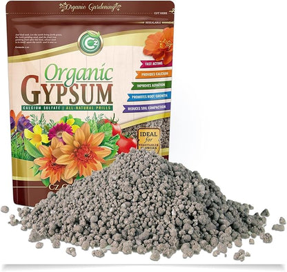 Gypsum Granules - Made in USA - Calcium Sulfate Dihydrate - Garden Soil Amendment Fertilizer for Lawns, Plants, Calcium & Sulfur Additive. Cures Blossom End Rot in Tomatoes & Peppers. OMRI Listed
