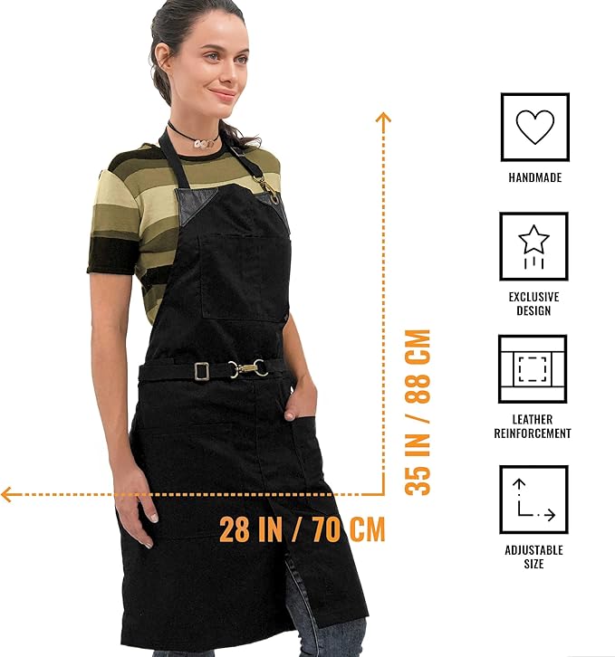 Under NY Sky No-Tie Twill Apron - Leather Reinforcement, Split-Leg