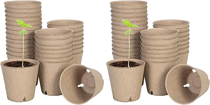 VIVOSUN Peat Pots, 60 Packs 3.15-Inch Seed Starting Pots with Drainage Holes, Round Nursery Pot, 20 Plant Labels for Flowers, Plants, Vegetables, 30Pcs