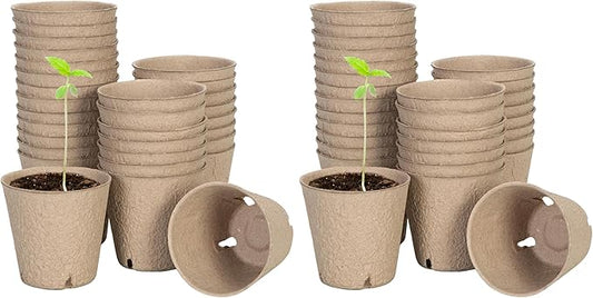VIVOSUN Peat Pots, 60 Packs 3.15-Inch Seed Starting Pots with Drainage Holes, Round Nursery Pot, 20 Plant Labels for Flowers, Plants, Vegetables, 30Pcs
