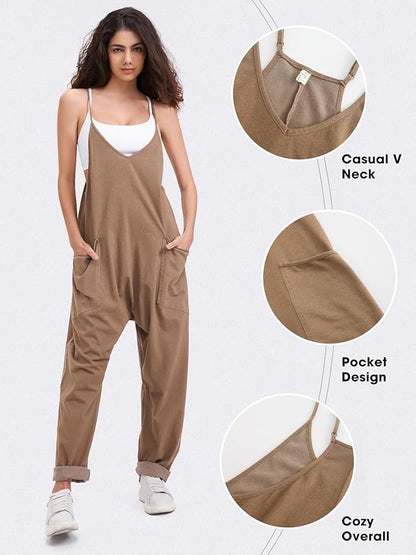 EXLURA Womens Casual Summer Jumpsuits 2026 Romper Bib Outfits Beach Vacation Denim Trendy Fashion Overalls with Pockets