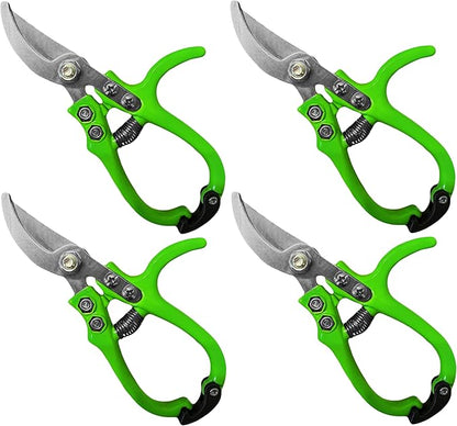 Garden Guru Ergonomic Garden Snips Clippers - Professional Hand Pruner Pruning Shear Scissors with Comfort Grip Handles for Gardening Trimming and Yard Work – High Carbon Steel (4 Pack)