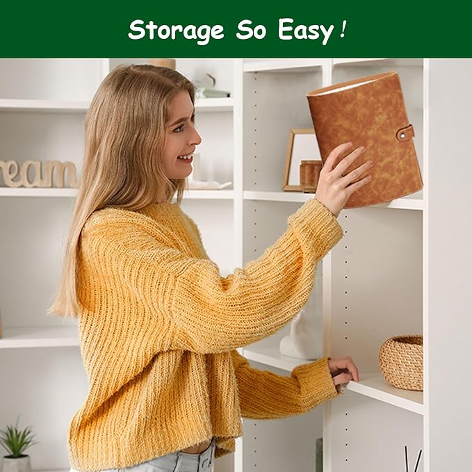 Garden Seed Storage Organizer Binder: 100 Resealable Envelopes + 25 Sheet 100 Pockets Protectors | Durable Organizer for Seed Packets, Saving & Planting - Brown