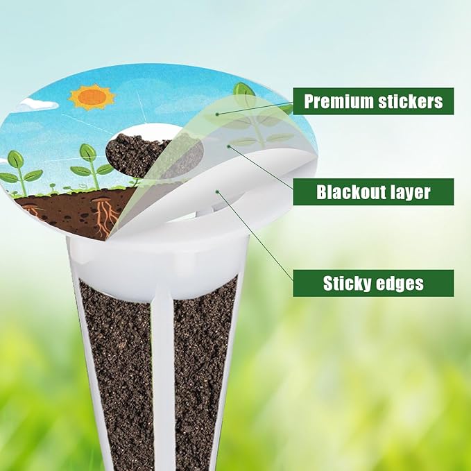 120 Pcs Plant Grow Stickers, Round Planting Grow Basket Labels Self-Adhesive Hydroponic Garden Plant Seed Tags Supplies for Indoor/Outdoor Gardening Record & Understand Seedling Growth