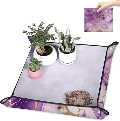 Large Repotting Mat for Indoor Plant 39.4"x39.4" Marble Soil Change Mat Waterproof Planting Tray Foldable Succulent Potting Mat Gardening Gifts for Women Men Plant Lovers