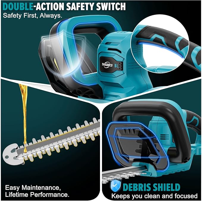 Hedge Trimmer Compatible for Makita 18V Battery，Cordless Electric Hedge Trimmer with 1600RPM Brushless Motor, 22'' Dual-Action Blade with 3/5'' Cutting Capacity (NO Battery)