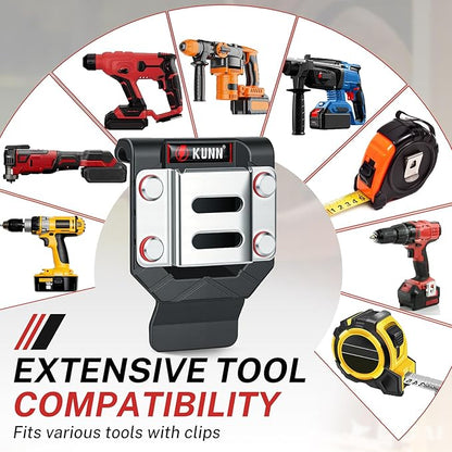 KUNN Drill Holder for Tool Belt, Drill Belt Clip & Tape Measure Holster | Low-Profile Quick-Release Holder | Fits Belts Up to 2.7" | for Impact Driver, Nailer