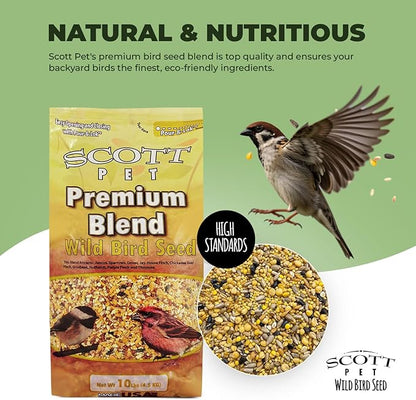 Scott Pet Wild Bird Seed, Premium Blend, 10 lbs Bag, Bird Feed, Great for All Feeder Types, Food for Outside Wild Birds