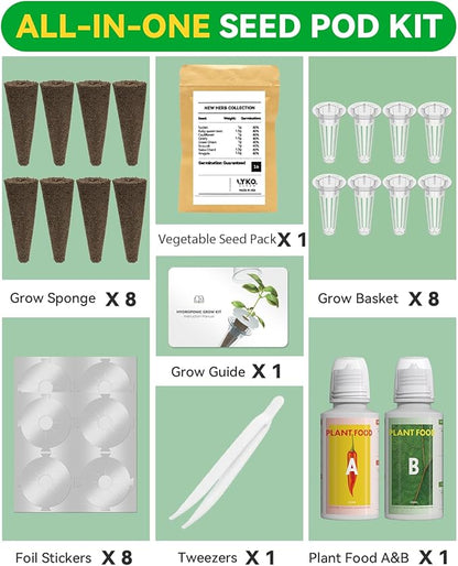 Vegetables Seed Pod Kit for AeroGarden,idoo,Ahopegarden,Gardencube with Radish,Ruby Queen Beet,Cauliflower,Celery,Onion,Broccoli,Swiss Chard,Arugula-Compatible with Hydroponics Growing System(8-Pod)