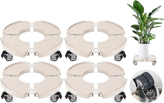 ToLanbbt 4 Pack Plant Caddy Stands with 360° Wheels Adjustable 15-22 in Rolling Stands Heavy Duty Large Plant Carts Dolly with Casters 440lbs Capacity for Large Planter, Garden Pot, Flower Pot, Beige