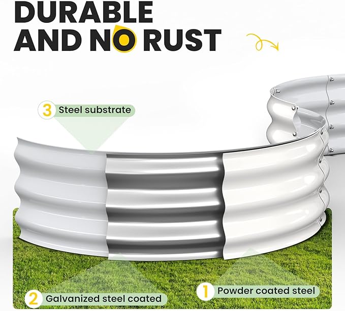 Galvanized Raised Garden Bed, 4x4x1 FT Raised Garden Bed for Gardening, Large Metal Planter Box for Vegetables Flower Herb(Pearl White)