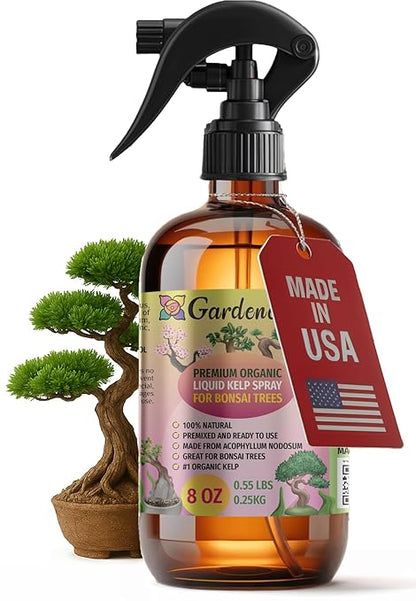 GARDENERA Professional Organic Liquid Kelp Spray for Bonsai Trees Plants - 8 oz - Ready-to-Use Fully Organic Seaweed & Kelp Fertilizer Mist