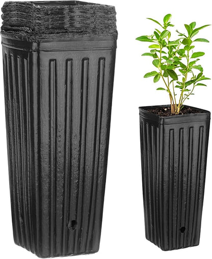 50-Pack Plant Nursery Pots, 4.72x4.72x9.84 Inch Plastic Deep Growing Nursery Pots Succulent Planter Flower Tree pots with Drainage Holes for Indoor Outdoor Gardening [Black]