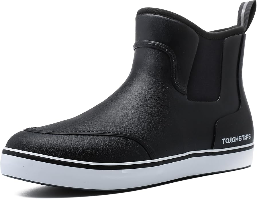 Men's Deck Boots for Fishing Waterproof ankle Rain Boots Non-Slip Neoprene Rubber water shoes for Boating Gardening Sailing Daily