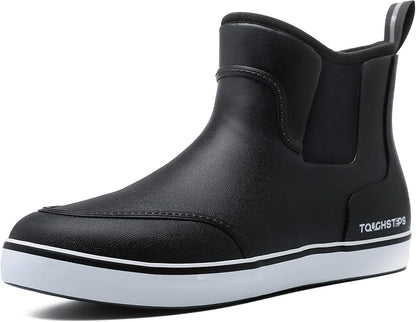 Men's Deck Boots for Fishing Waterproof ankle Rain Boots Non-Slip Neoprene Rubber water shoes for Boating Gardening Sailing Daily