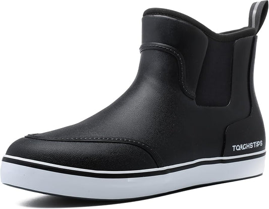 Men's Deck Boots for Fishing Waterproof ankle Rain Boots Non-Slip Neoprene Rubber water shoes for Boating Gardening Sailing Daily