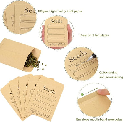 Joyberg 156 PCS Seed Envelopes 3.15”x 4.72”, Seed Packets Envelopes Kraft Seeds Saving Envelope, Self Sealing Seeds Storage Mini Envelope for Flower Vegetable
