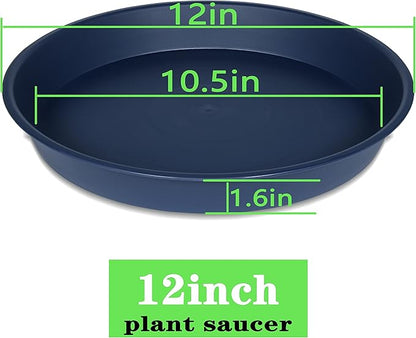 6 Pack of 12 inch Plant Saucer, Heavy Duty Plastic Plant Saucer 12" Round, Durable Plant Tray for Pots, Plant Saucers for Indoors, Plant Trays for Planter (12", Blue)