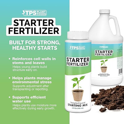 Starter Fertilizer – Liquid Plant Food for Seedlings, Starts & Transplants, Supports Strong Roots & Healthy Growth, 32 oz