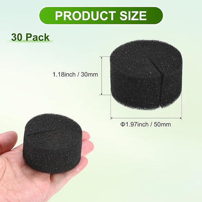 30-Pack Hydroponics Sponges, 1.97 Inch Growing Media Cylindrical Sponges for Planting Gardening Tool/Grow Seedlings/Home Vegetable Flower, Soilless Cultivation Seedling [Black]