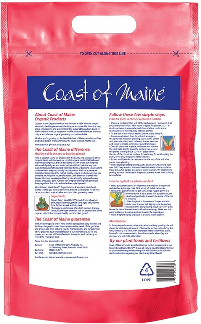 Coast of Maine Mount Desert Island Blend, 8qt (Pack of 2) Organic and Natural, Cactus and Succulent Mix - Tropical Palms and Citrus Plants