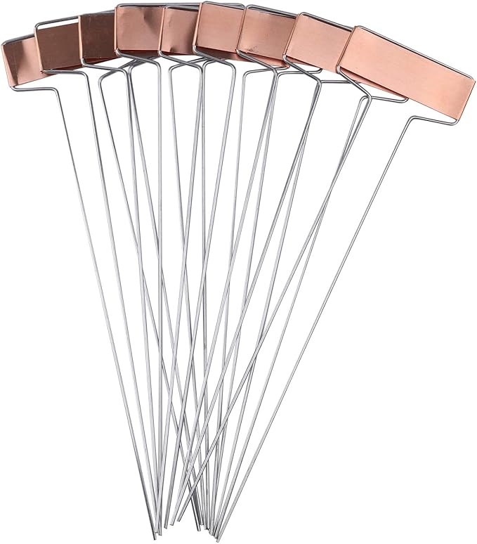 Foraineam 30 Pack 10 Inch High Copper Plate Metal Plant Labels Garden Stake Tags Reusable Planting Gardening Markers