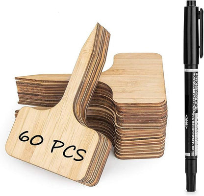 Homenote Bamboo Plant Labels 100Pcs Plant Tags for Seedling T-Type Tags for Plants Outdoor Garden Markers Vegetable Seedling(2.36 * 4“)