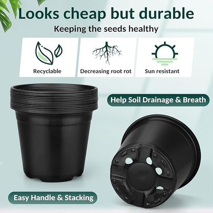 110pcs Small Plastic Palnt Pot, 4 Inch Nursery Pots with Drainage, Seedlings Starter Pots for Plants, Great for Herbs, Cuttings, and Starter Plants (4 inch)