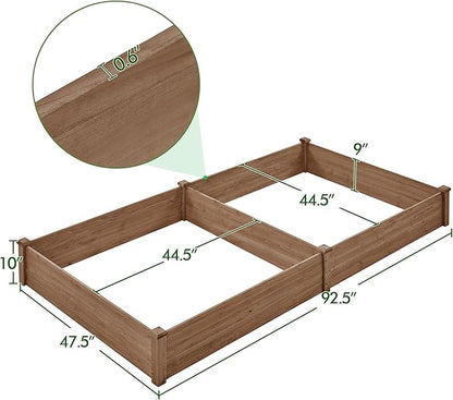 Topeakmart 92.5 x 47.5 x 10in Horticulture Raised Garden Bed 8×4ft Wooden Planting Box in Garden Backyard/Outdoor Use, Brown