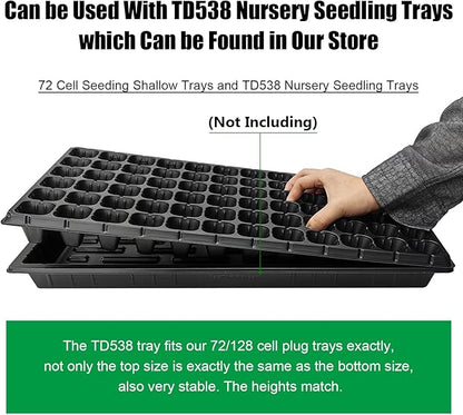 72 Cell Seed Trays, Thick Durable 72 Cell Plug Tray Seedling Plastic Nursery Tray for 1020 Flat Germination (10-Pack, 21"×11", 1.81" Height, Low)