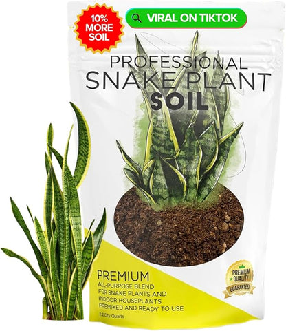 Professional Snake Plant Soil | Large 2.2 Quarts Ready to Use for Snake Plants | Peat Moss, Coco Coir, Perlite, Dolomite | Made in USA