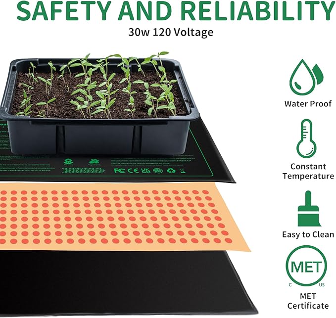 NAMOTEK Seedling Heat Mat, 10" x 20.75" Waterproof Plant Heating Mat, Warm Hydroponic Heating Pad for Indoor Home Gardening Seed Starter,Germination, Greenhouse