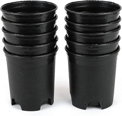 4 Inch Nursery Pot Plastic Planters for Outdoor Indoor Plants Gardening Flower Pots 10-Pack 0.25 Gallon Pot Liners with Drainage Holes