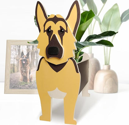 German Shepherd Dog Planter, Cute Animal Shape Flower Planters, Plant Pots for Indoor/Outdoor Garden Decor, Unique Gifts/Souvenirs for Pet Lovers