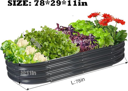 Raised Garden Bed Galvanized Planter Box Outdoor, Rot-Resistant Metal Garden Bed Planter for Vegetables Flower Herb (6.5ft, Grey)