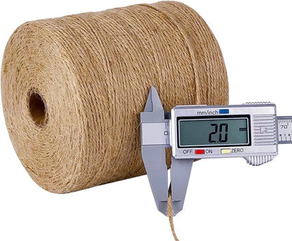 PerkHomy Natural Jute Twine 1800 Feet Long Twine String for Crafts Gift Wrapping Packing Gardening Crochet Knitting Macrame Decor (1800 FT * 2mm (3Ply))