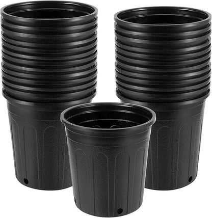 JEUIHAU 26 Pack 1 Gallon Plastic Nursery Pots, Black Plant Pots with Drainage Holes, Flower Plant Container Seed Starting Pot